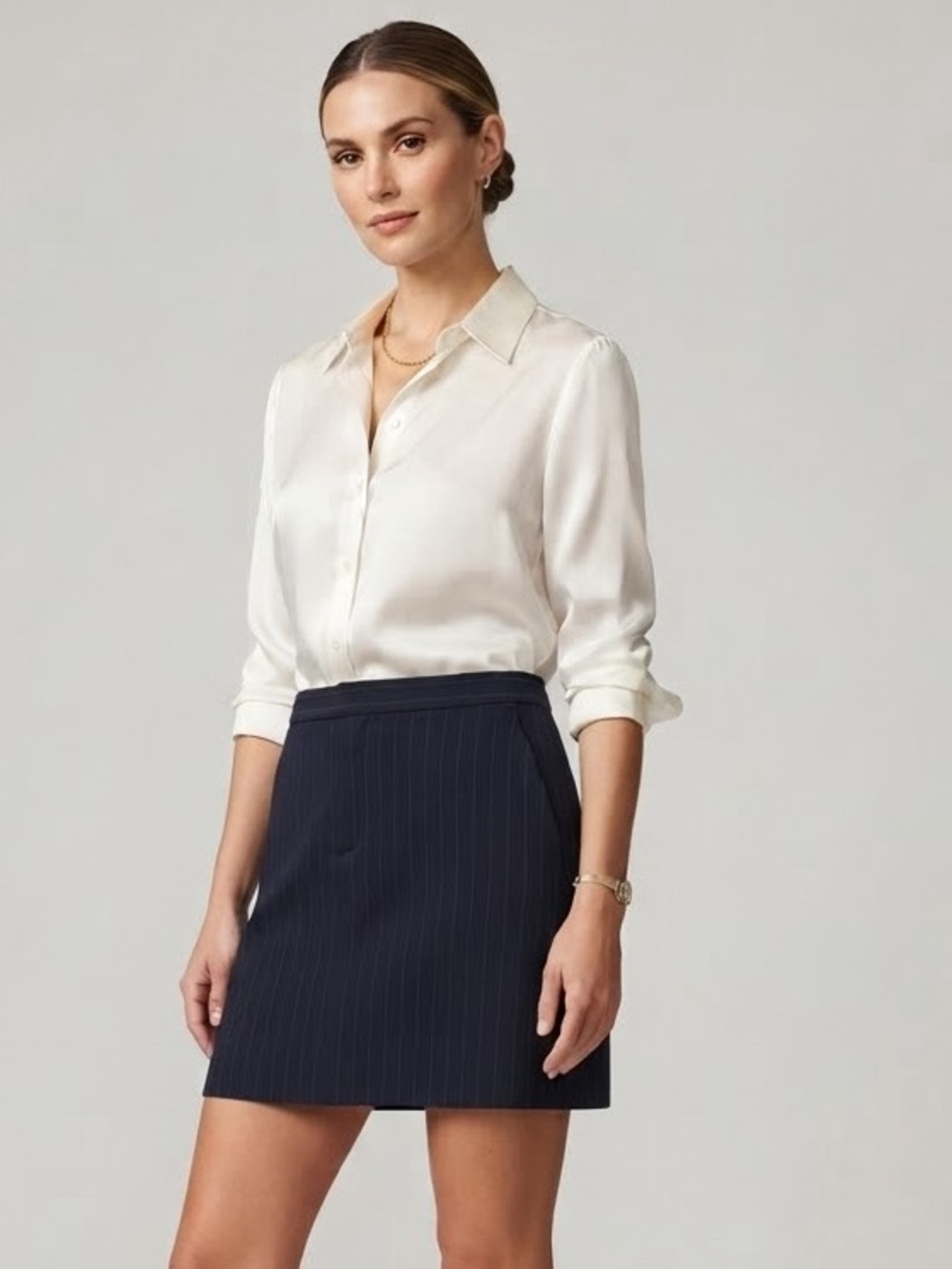 Laundry By Shelli Segal Navy Pinstripe Mini Skirt